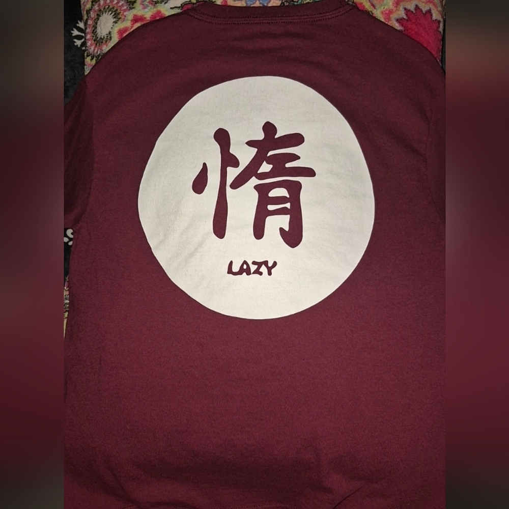 NEVER WORN Boys L Tillys Graphic Tee Chinese Script "Lazy"